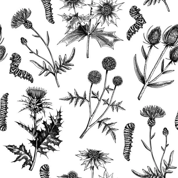 Vector illustration of Summer flowers vector pattern