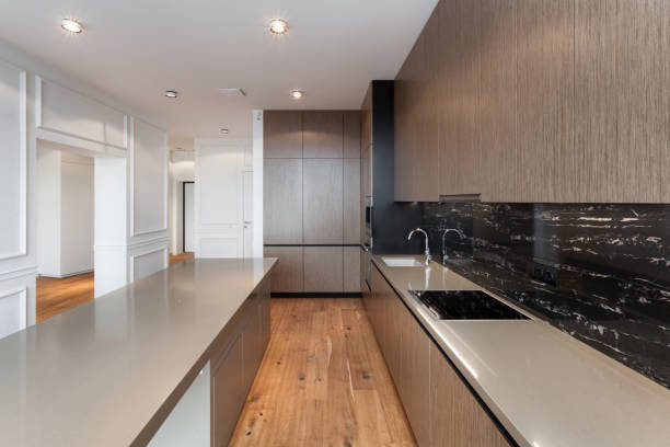 istock Cabinet and table on wooden floor in elegant kitchen 1542603227