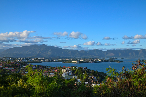 Noumea city with its large bay and mountains