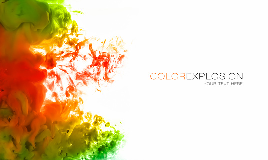 Acrilyc Ink in water. Color Explosion. Paint Texture isolated on white with copyspace
