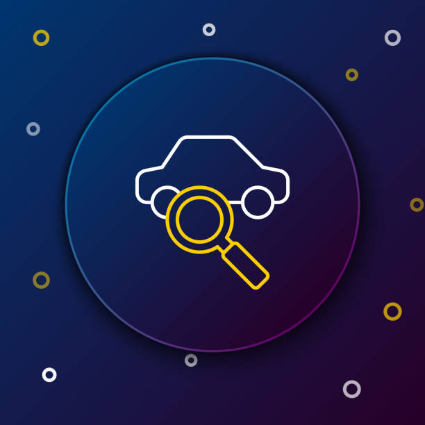istock Line Car sharing icon isolated on blue background. Carsharing sign. Transport renting service concept. Colorful outline concept. Vector 1542658487