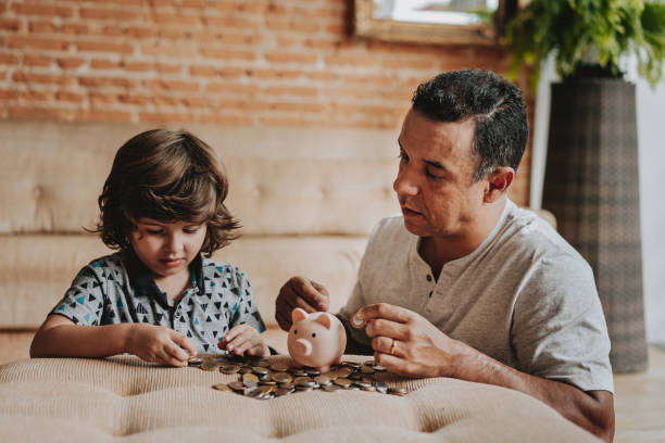 Father and son coin bank