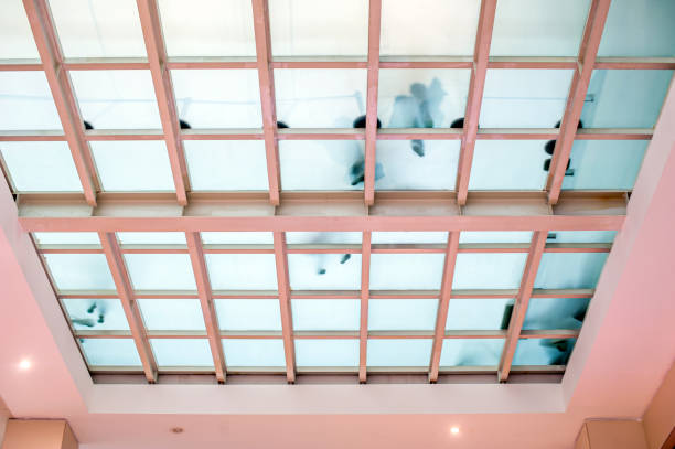 People walking on glass floor