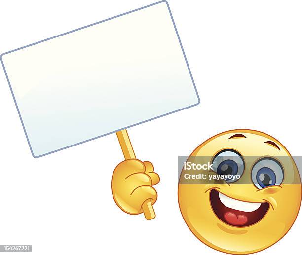 Emoticon With Sign Stock Illustration - Download Image Now - Sign, Emoticon, Holding