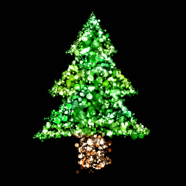Colorful Christmas tree made of plastic bottle caps. Flat lay on black background and copy space. Recycling and reusing concept.