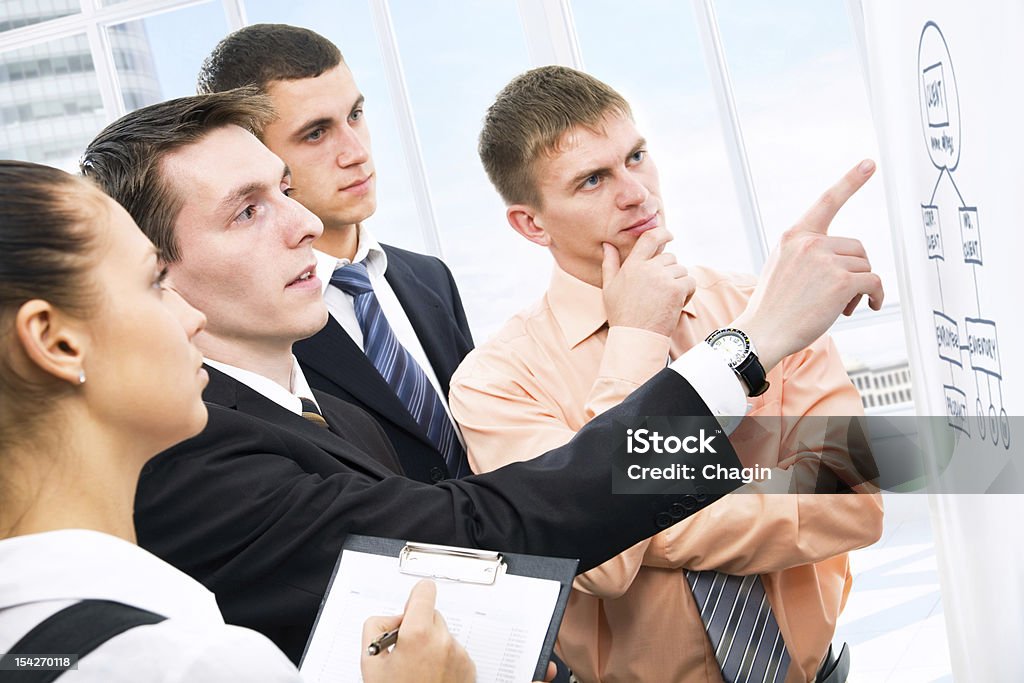 Brainstorming Group of business people discussing a new project in the office Adult Stock Photo