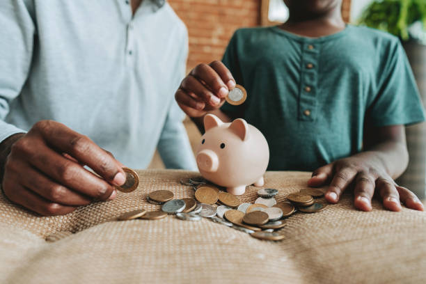 Father and son coin bank