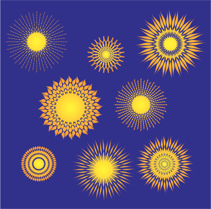 8 different sun vector illustrations.