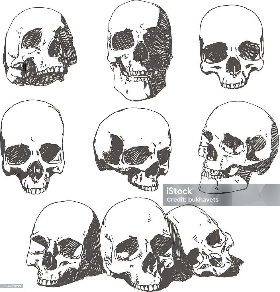 Doodled Skulls - Grafika wektorowa royalty-free (Czaszka człowieka)