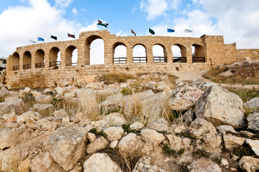 the ruins of roman hyppodrome in ancient city of jerash, jordan
