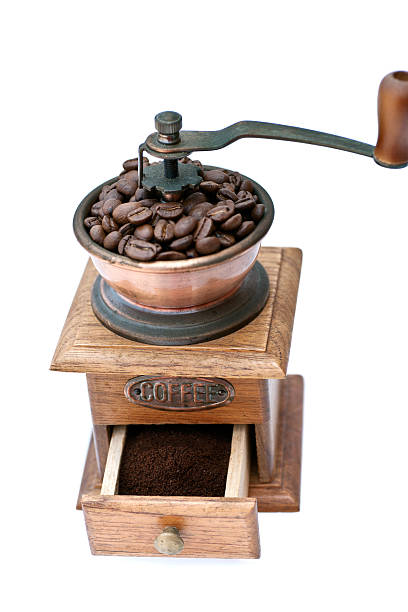 istock Coffee grinder and beans on white background 154273552