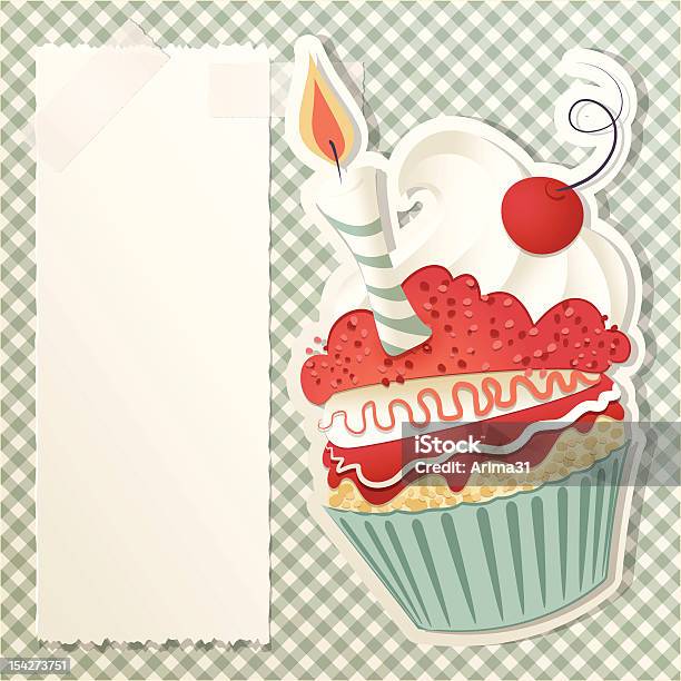 Ilustración de Cupcake De Cumpleaños y más Vectores Libres de Derechos de Alimento - Alimento, Aniversario, Anticuado