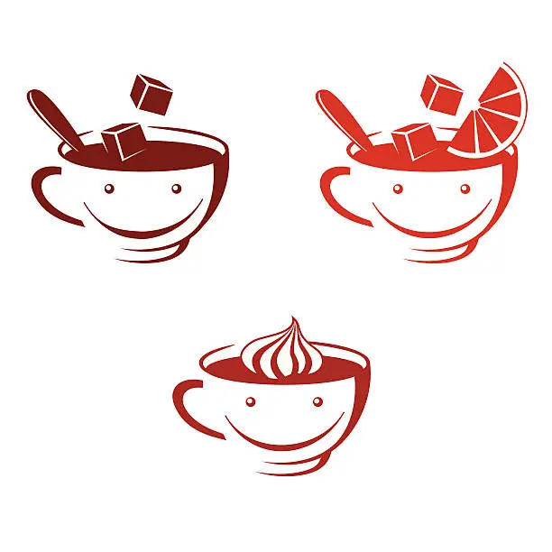 Vector illustration of Coffee, tea, hot chocolate.