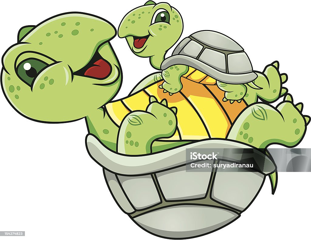 Funny turtle with baby Vector illustration of funny turtle with baby Animal stock vector