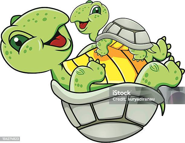 Funny Turtle With Baby Stock Illustration - Download Image Now - Animal, Animal Wildlife, Animals In The Wild