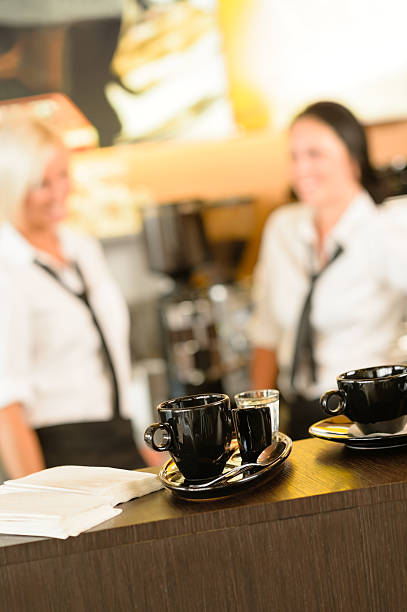 istock Selective focus of coffee mugs in cafe 154274824