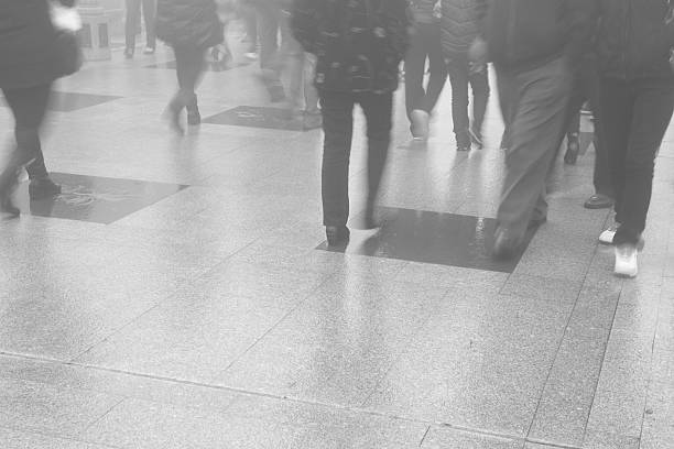 istock People walking on a foggy day, black-and-white 154276652