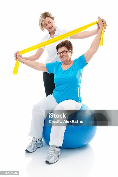Senior Woman In Gym Stock Photo - Download Image Now - Physical Therapy, Cut Out, Senior Adult