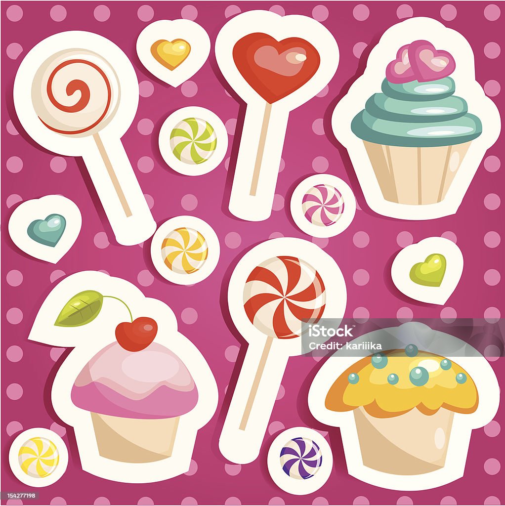 Cute Candy Stickers Stock Illustration - Download Image Now - Backgrounds,  Cake, Candy - iStock