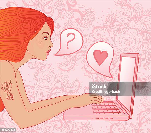 Love Chat Vector Illusration Stock Illustration - Download Image Now - Sensuality, One Woman Only, Online Messaging