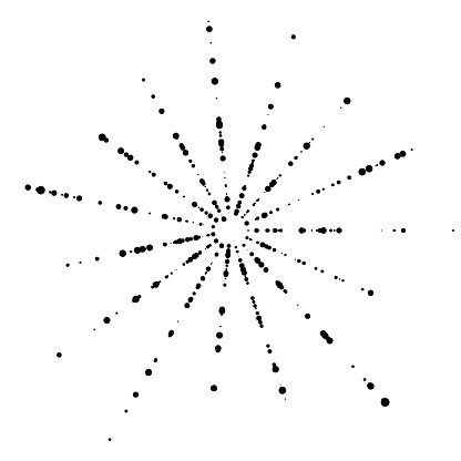 Traces formed by dots in radial lines pattern