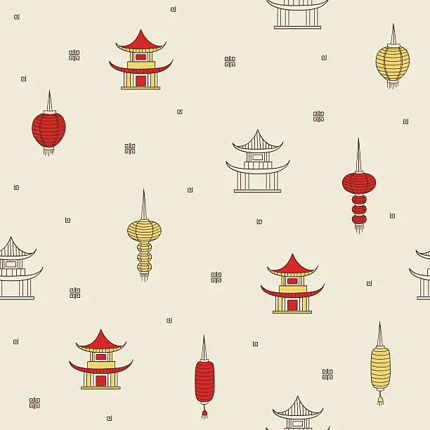Vector illustration of Chinese seamless background. Vector illustration.