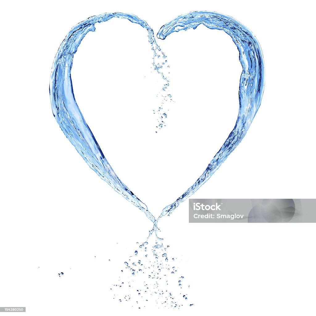 Valentine heart made of blue water splashes Valentine heart made of blue water splash isolated on white background Heart Shape Stock Photo