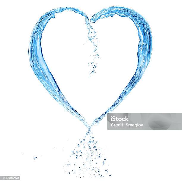 Valentine Heart Made Of Blue Water Splashes Stock Photo - Download Image Now - Heart Shape, Valentine Card, Valentine's Day - Holiday