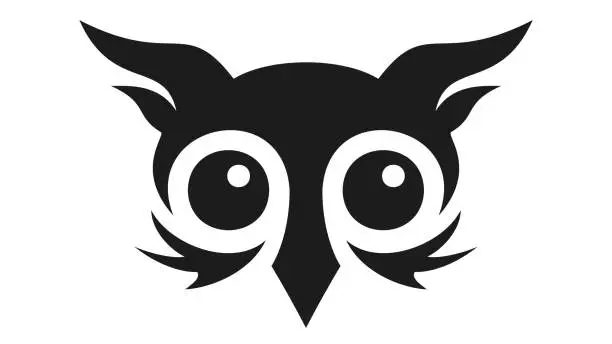 Vector illustration of Stylized image of an owl's head. Little owl.
