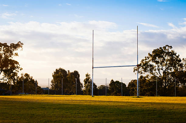 metas de futebol - rugby wooden post goal post rugby post - fotografias e filmes do acervo