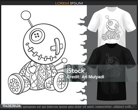 istock voodoo doll mandala arts isolated on black and white t shirt. 1542828426