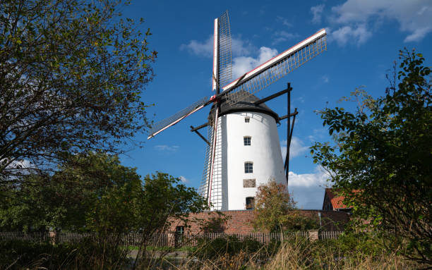 Karst-Büttgen, Germany - September 29, 2022: Panoramic image of Brauns mill of Kaarst-Buettgen on September 29, 2022 in North Rhine Westphalia, Germany