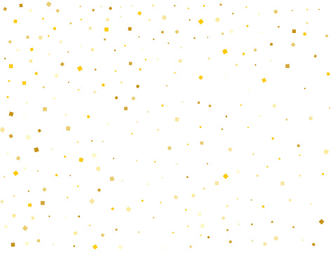Gold Squares. Confetti celebration, Falling golden abstract decoration for party