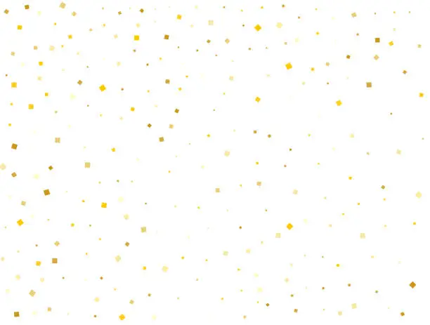 Vector illustration of Gold Squares. Confetti celebration, Falling golden abstract decoration for party.