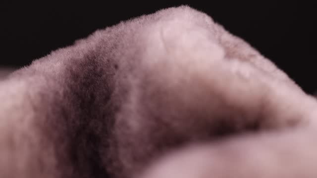 a close-up of a part of a fur coat made of sheepskin