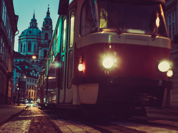 istock tram on the street at late evening 1542838434