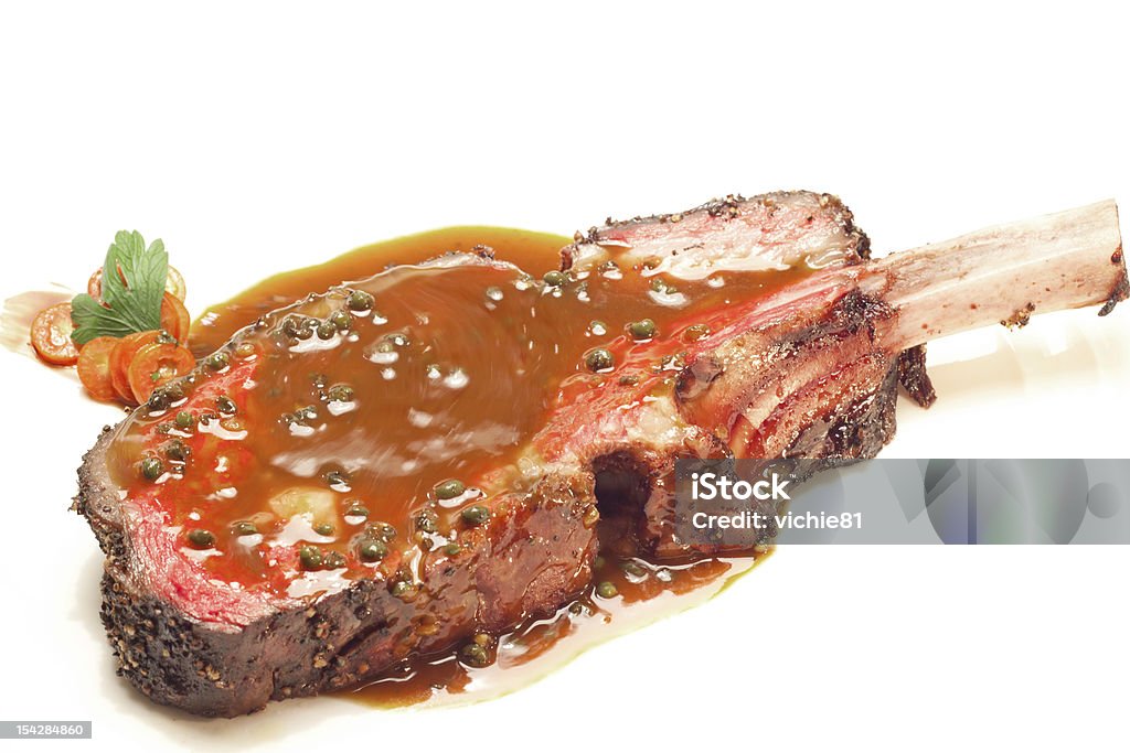 Wagyu beef steak Gourmet Main Entree Course Grilled Wagyu beef steak with spicy Pepper sauce Animal Bone Stock Photo