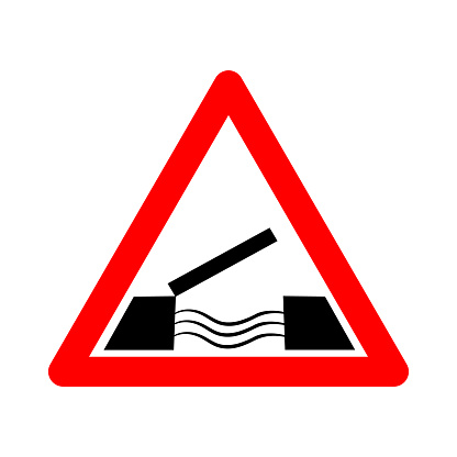 Drawbridge Sign Warning Sign Drawbridge Red Triangle Sign With