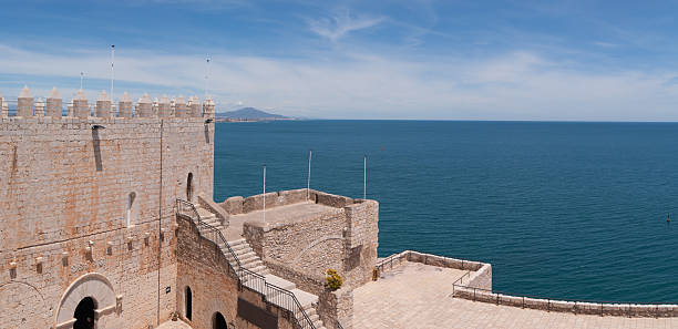 View over Mediterranean sea from the Templars castle in Peniscola.