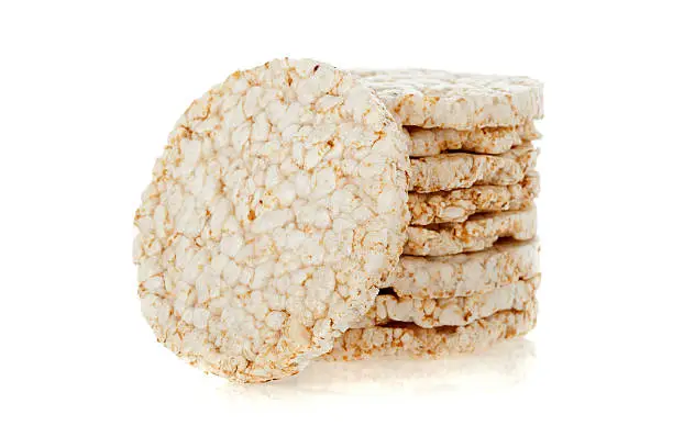 Diet rice cakes pile isolated on a white background