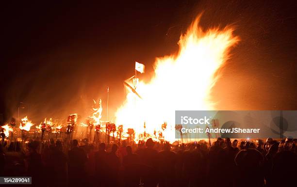 Up Helly Aa Galley Burning Stock Photo - Download Image Now - Lerwick, Fire - Natural Phenomenon, Flame