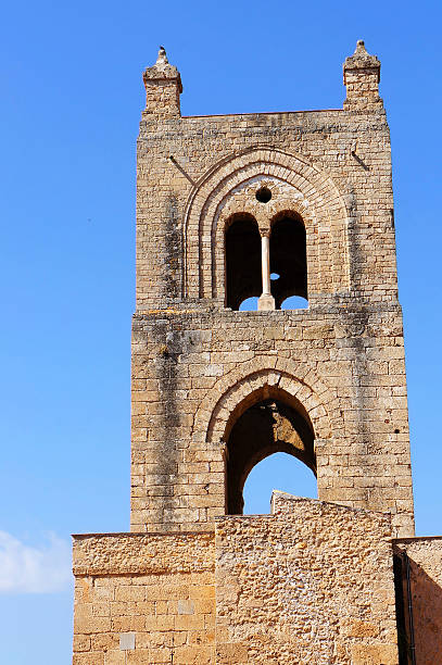 Bell tower of the Monreale Cathedral in Sicily stock photo