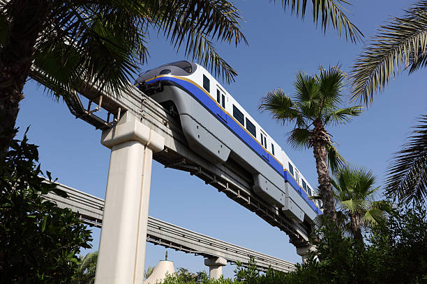 istock Palm Jumeirah Monorail train in Dubai 154291291