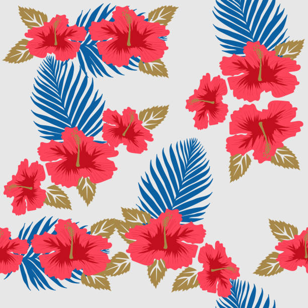 istock Seamless floral pattern pink Hibiscus flowers on pink pastel background 1542920805