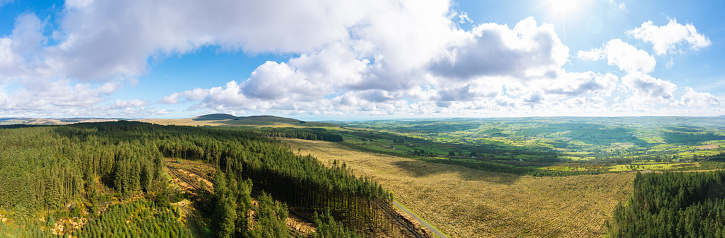 aerial panoramic view of Spring countryside, Northern Ireland
