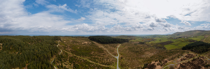 aerial panoramic view of Spring countryside, Northern Ireland