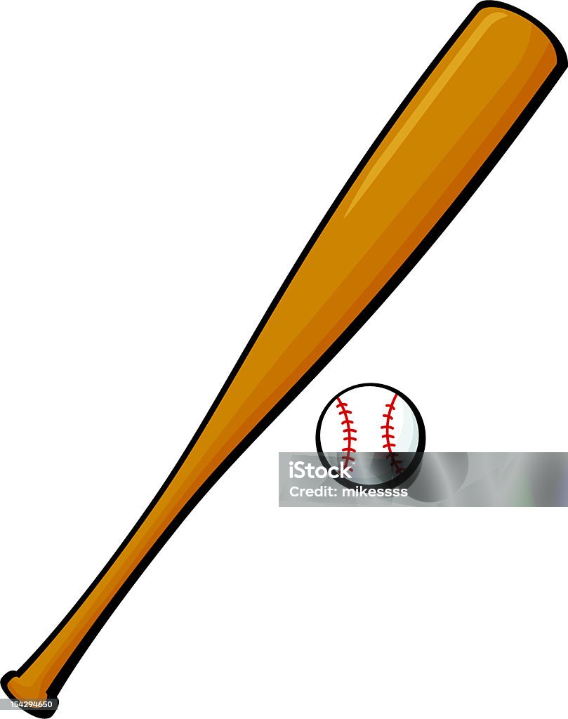 Palla e mazza da baseball - arte vettoriale royalty-free di Mazza da baseball