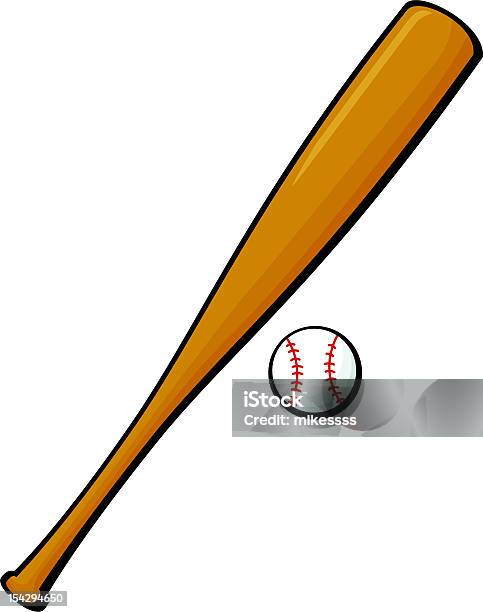 Palla E Mazza Da Baseball - Immagini vettoriali stock e altre immagini di Mazza da baseball - Mazza da baseball, Baseball, Palla da baseball