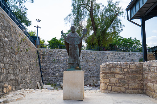 Statue of Saint Nicholas in St. Nicholas Church, Demre Myra. Antalya, Turkey - July 10, 2023.