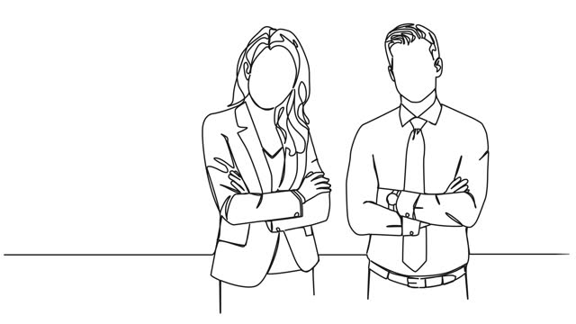 animated continuous single line drawing of business people